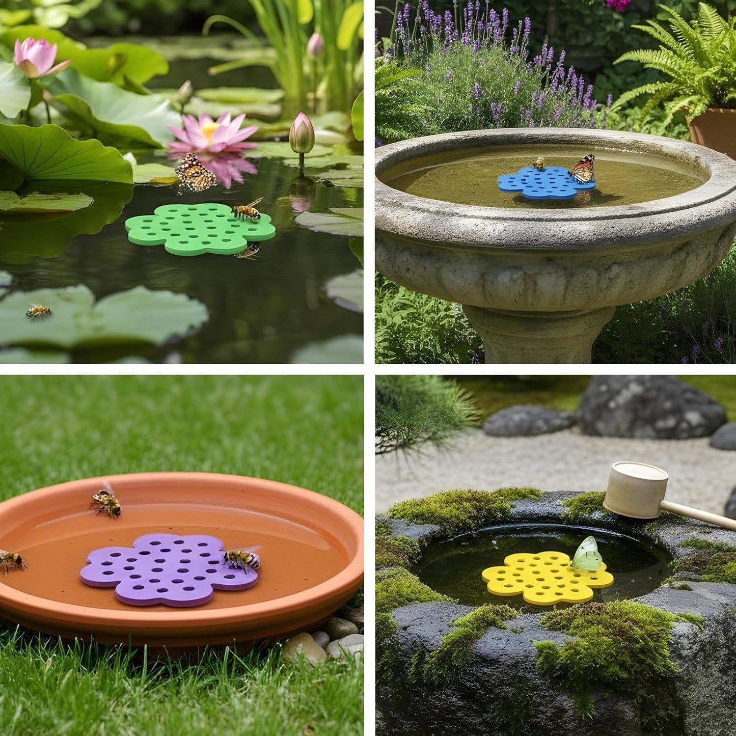 4 Pack Floating Bee Watering Station for Garden, 5.51 Inch Eva Foam Floating Bee Island, Butterfly and Bee Baths, Outdoor Honeybee Feeder for Feeding Thirsty Pollinators