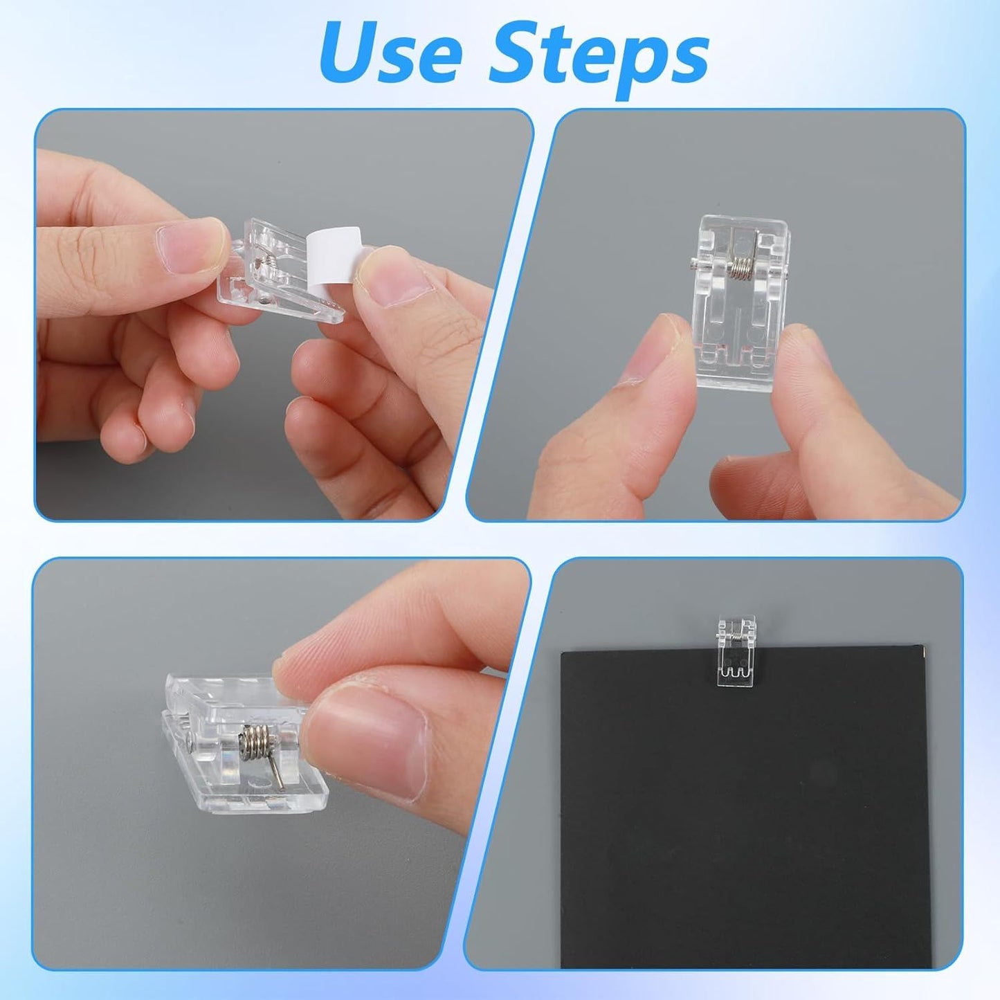 40 Pcs Tapestry Wall Hanging Clips, Clear Wall Clips for Hanging Photos, Posters, Banners, Adhesive Clip for Office Home Picture Halloween Christmas Decorations
