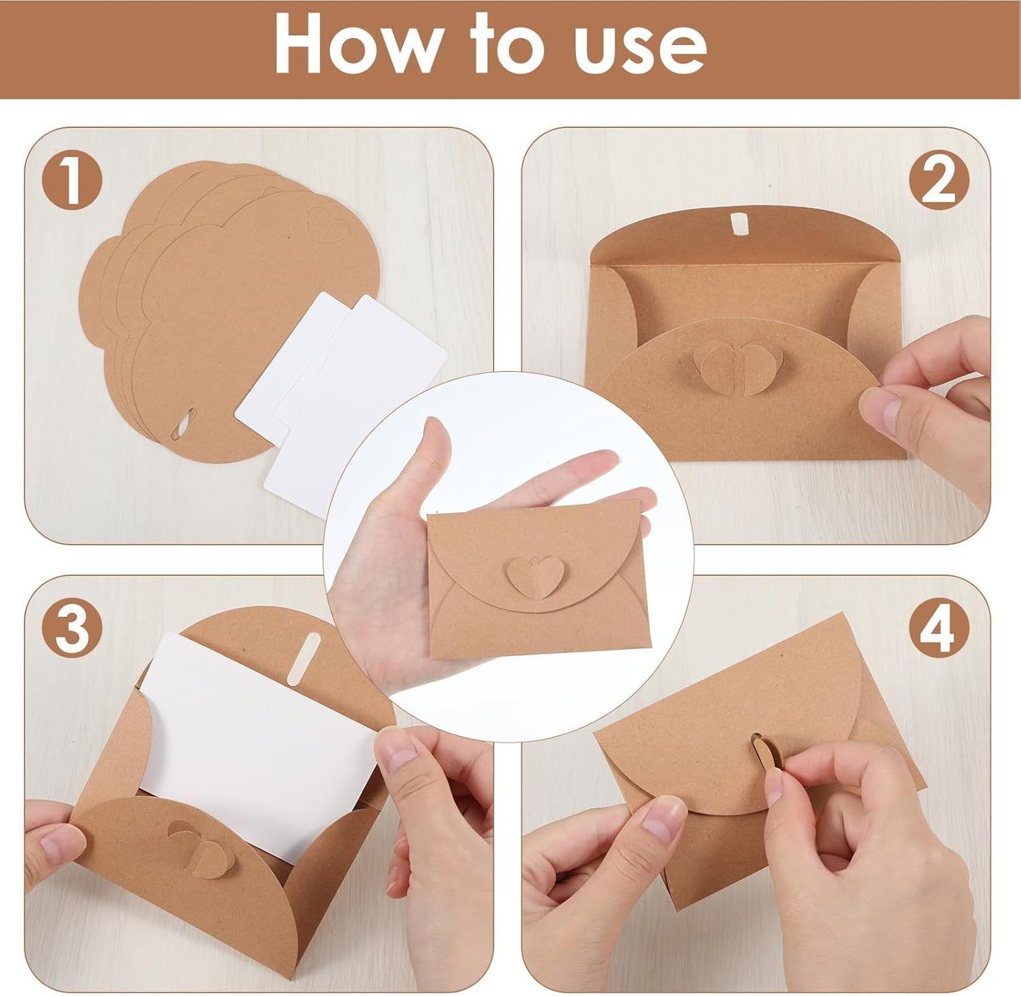 30 Pcs Mini Envelopes with Blank Cards, 4.02×2.76in Cute Envelopes with Heart Clasp, Paper Gift Card Holders, Tiny Envelope for Business Card, Weddings Favors, Greeting Cards