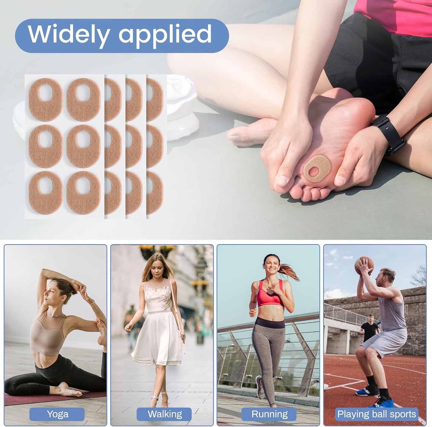 24Pcs Callus Pads,Soft Felt Callus Oval Shape Cushion Pads for Toes and Feet, Reduce Pain, Pressure and Friction from Shoes