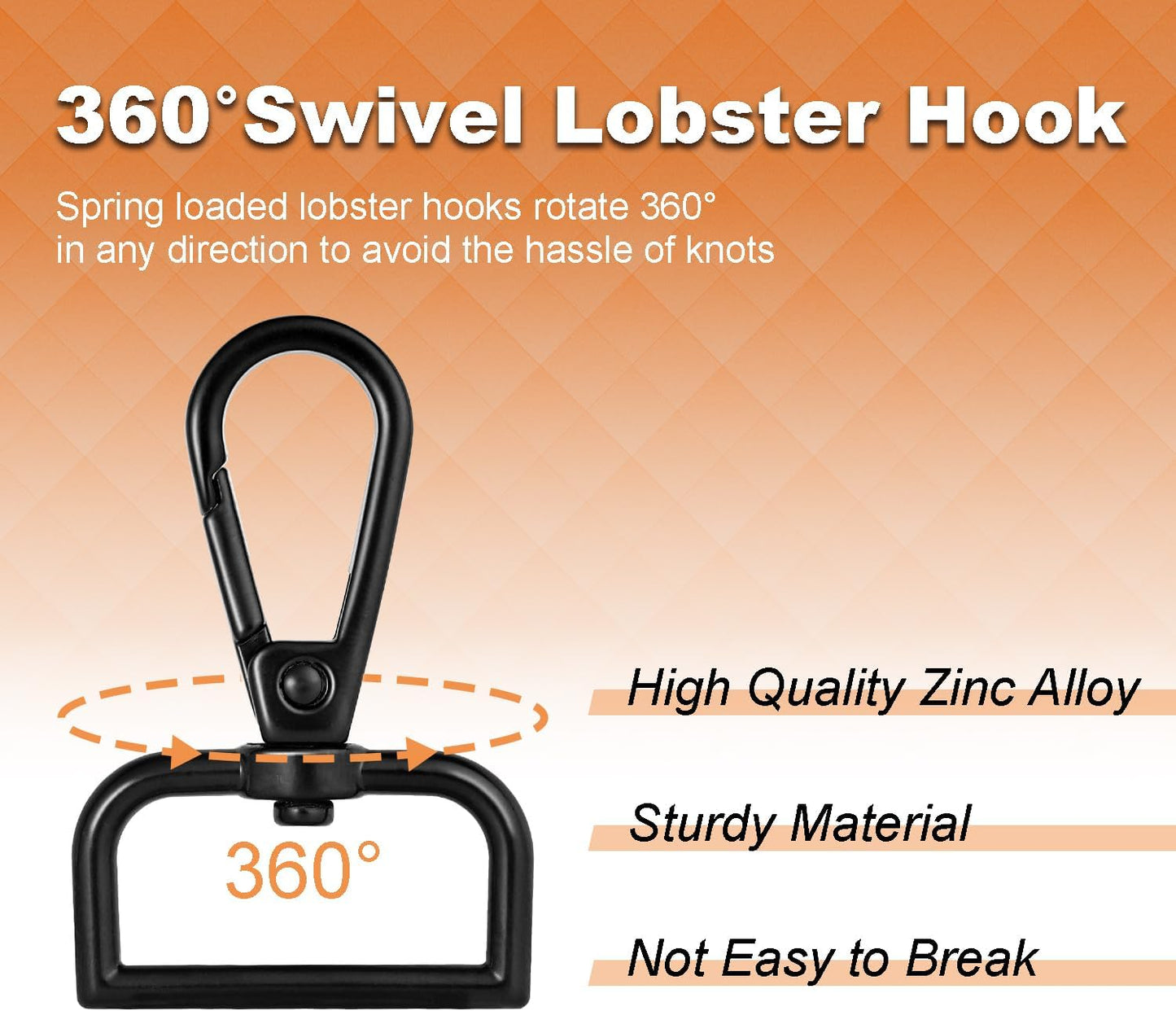 1 Inch Metal Swivel Snap Hooks, 6 Pack Lobster Claw Clasps for Keychains Purse Hardware Bag Making Lanyard Hooks(Black)
