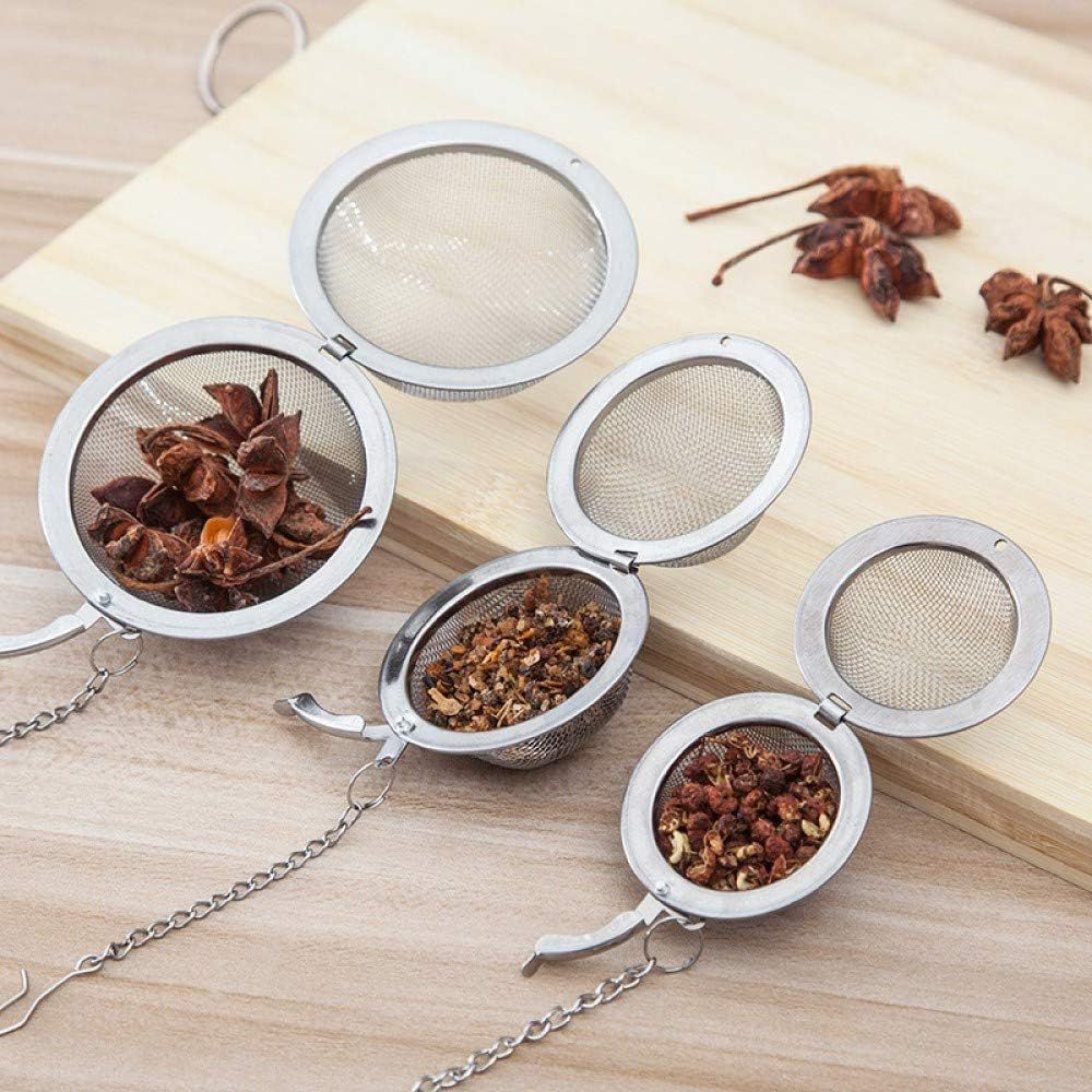 3pcs Stainless steel fine mesh seasoning ball kitchen soup spice stew filter kitchen tool metal tea bag tea ball (3pcs Round Shape),Silver,5cm/6cm/7cm
