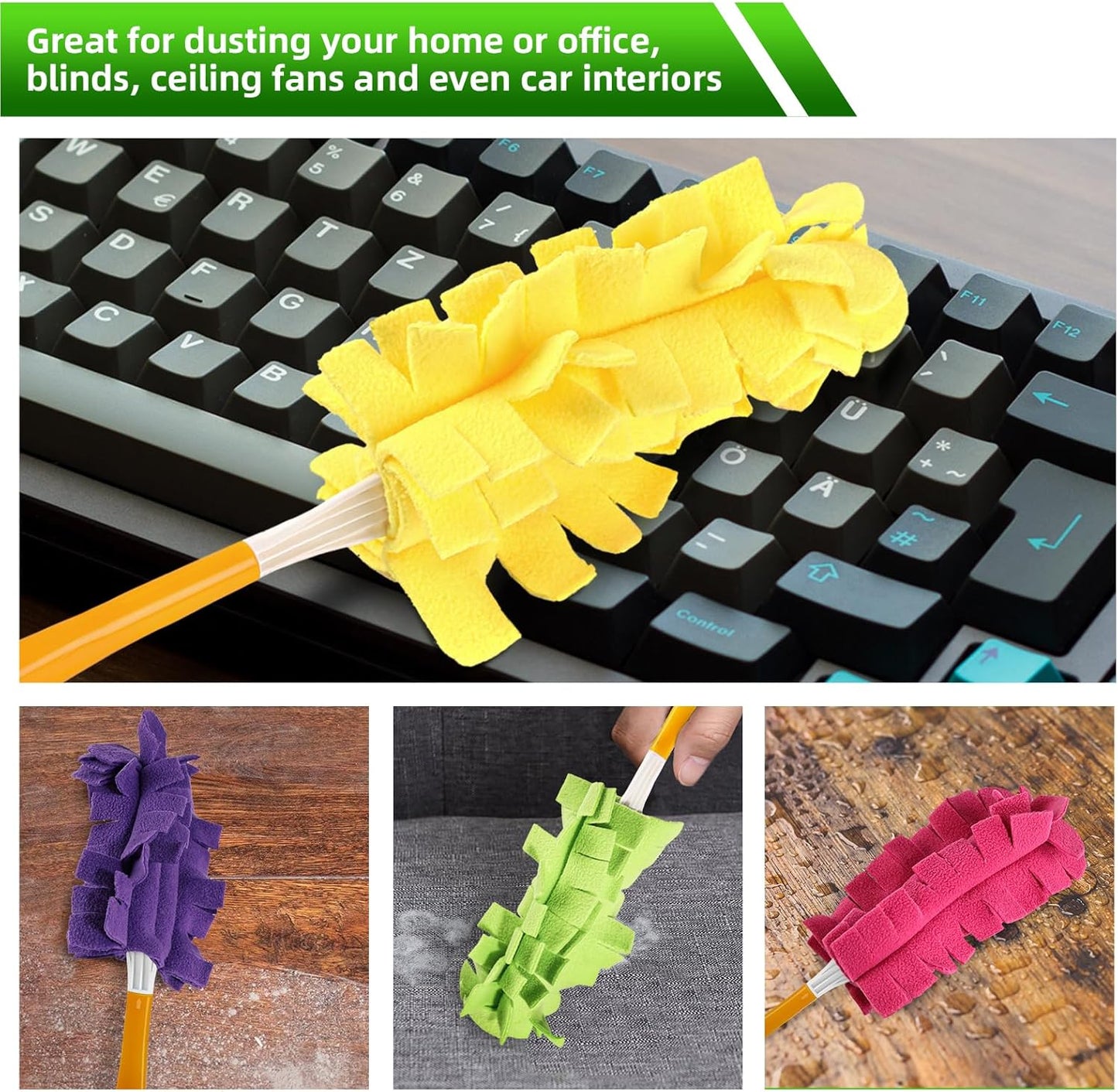 Reusable Duster Refill Compitable with Swiffer Duster - Washable Heavy Duty Dusters Refills 360 for Swiffer Duster Handle & Super Extender Handle, 4 Pack