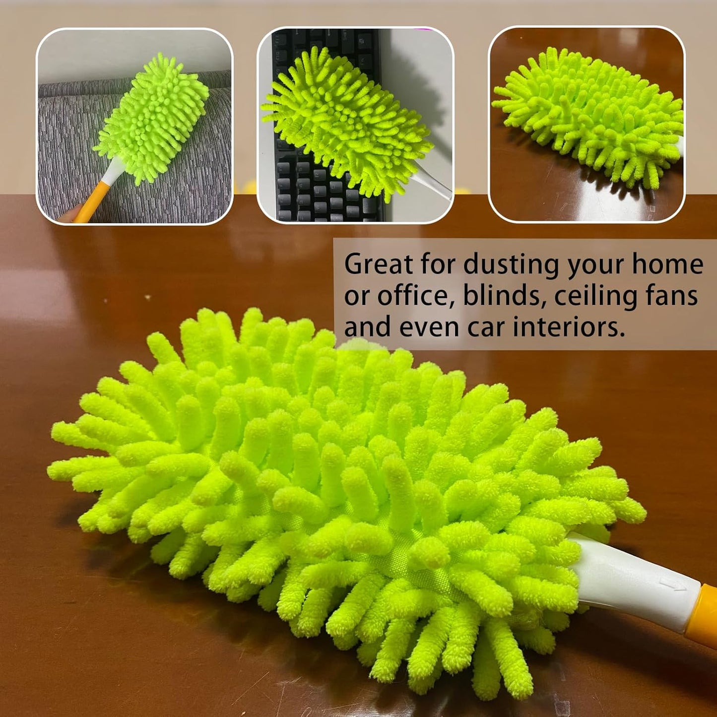 Reusable Duster Refill Compatible with Swiffer Hand Duster - Microfiber Ceiling Fan Duster for Swiffer Dusters Extended Handle - 360 Heavy Duty Dusters Refills, 4 Pack(Handle is Not Included)