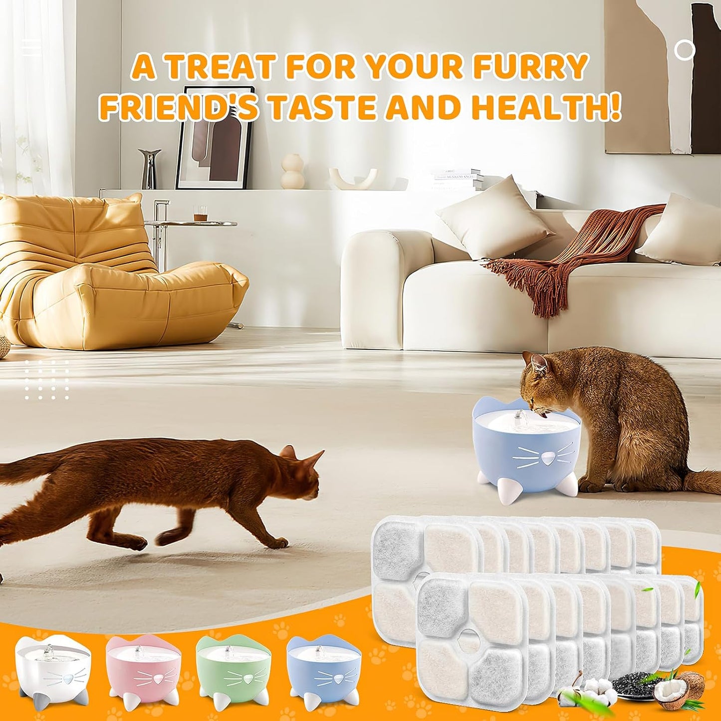 16 Pack Pet Fountain Filters for Catit PIXI Cat Drinking Fountain, Replacement Triple Action Water Filter with Ion-exchange Resin & Activated Carbon