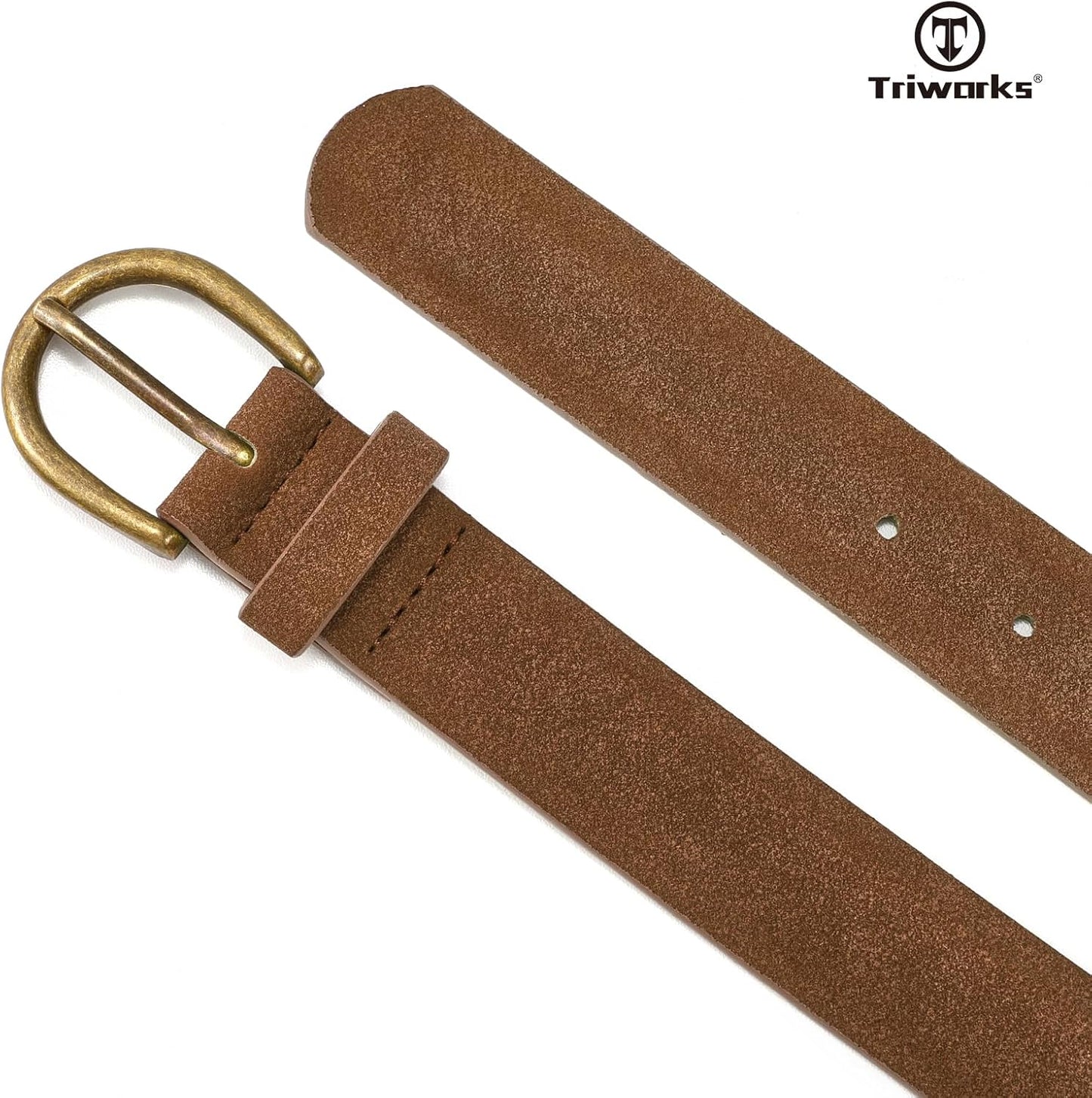 Women Suede Leather Belt for Jeans Vintage Leather belt for Pants Ladies Waist Belts with Bronze Buckle