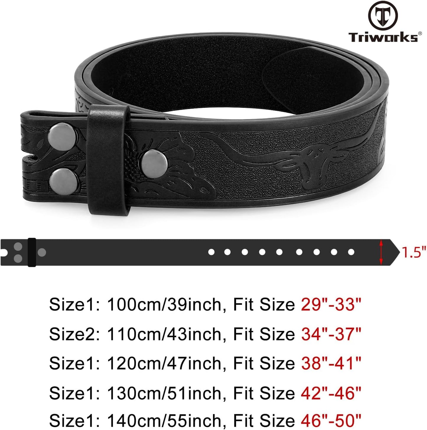 Western Belts for Men without Buckle Cowboy Cowgirl Leather Mens Belts for Jeans