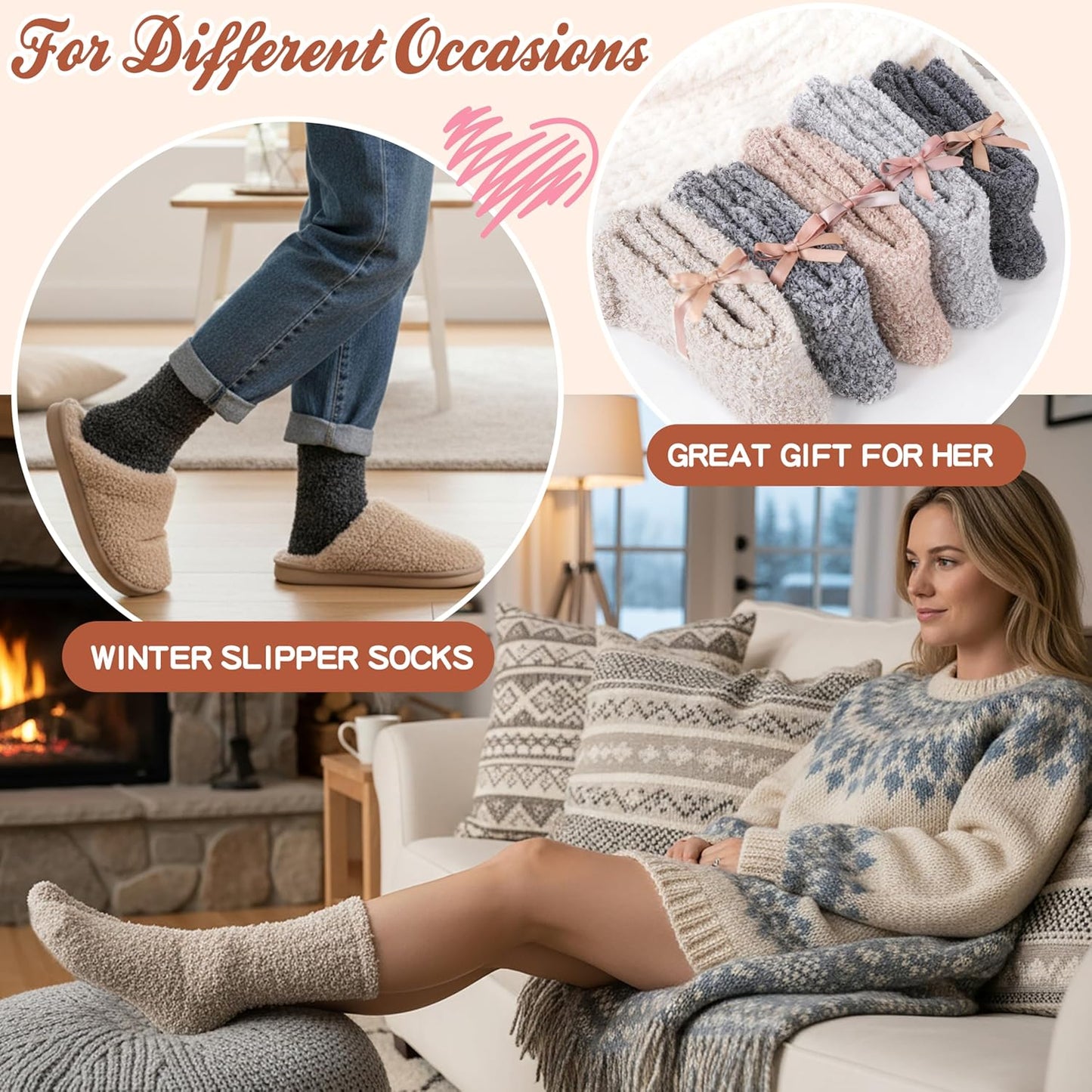 Womens Fuzzy Socks Slipper Fluffy Cozy Comfy Cabin Plh Warm Winter Sleep Home Soft Socks