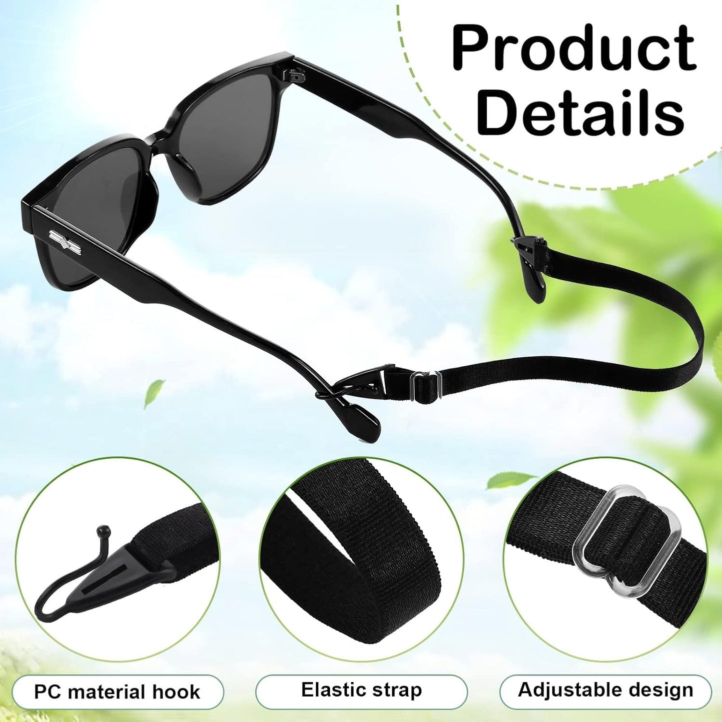 6 Pack Adjustable Kid Eyeglass Strap Eyeglass Band Sports Glasses Strap (Multi Color)