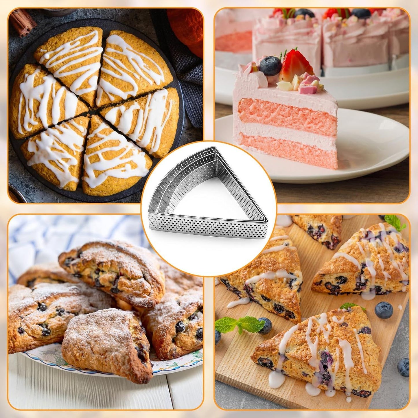 3PCS Triangle Scone Cutter, Scone Cutters For Baking Triangle, Triangles Cookie Cutter For Scones, Equilateral Triangles Cookie Cutter Set, Ideal Baking Tool for Scones for Scones, Pastries, Dessert 