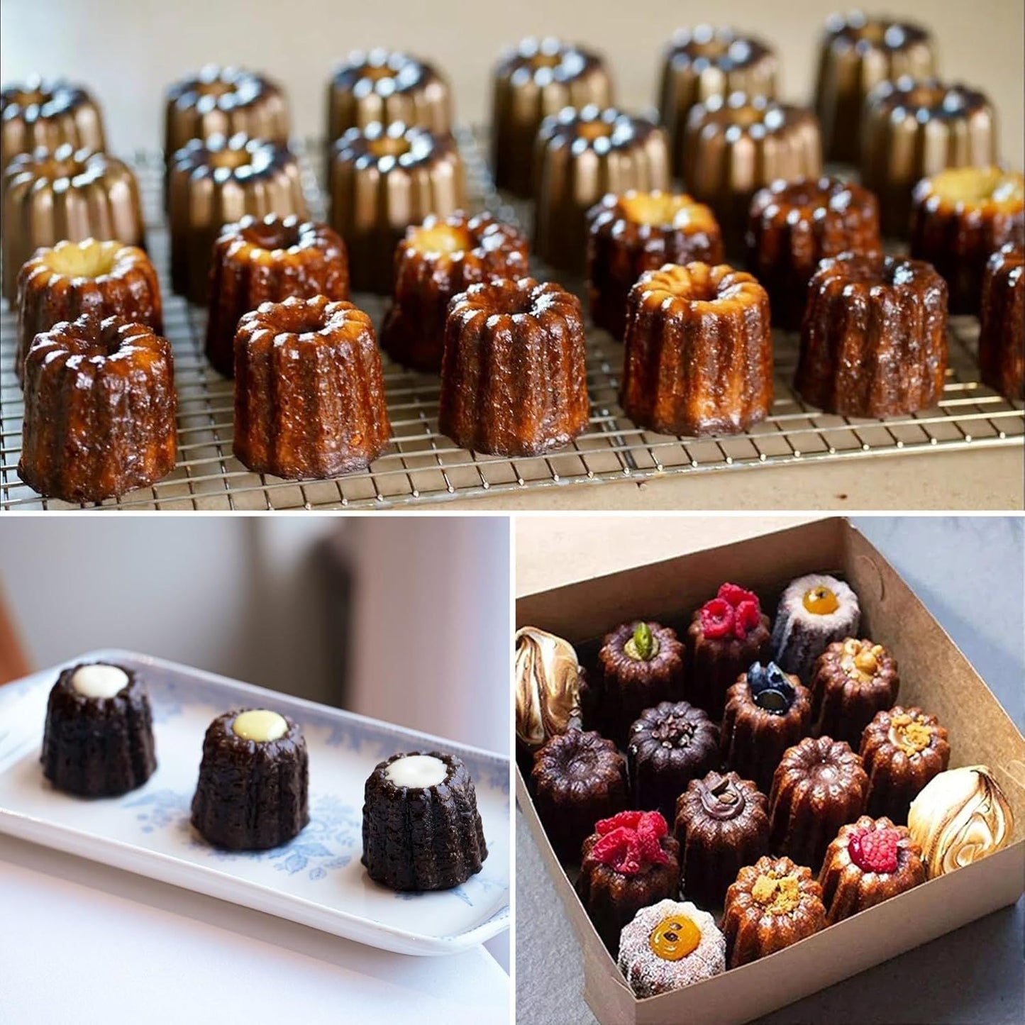 Canele Molds Canele Mold Silicone,12-Cavity Non-Stick Canele Mold Baking Cake Pan for Bread Muffin Candle Ice Cream Jelly Pudding Soap Making, Red