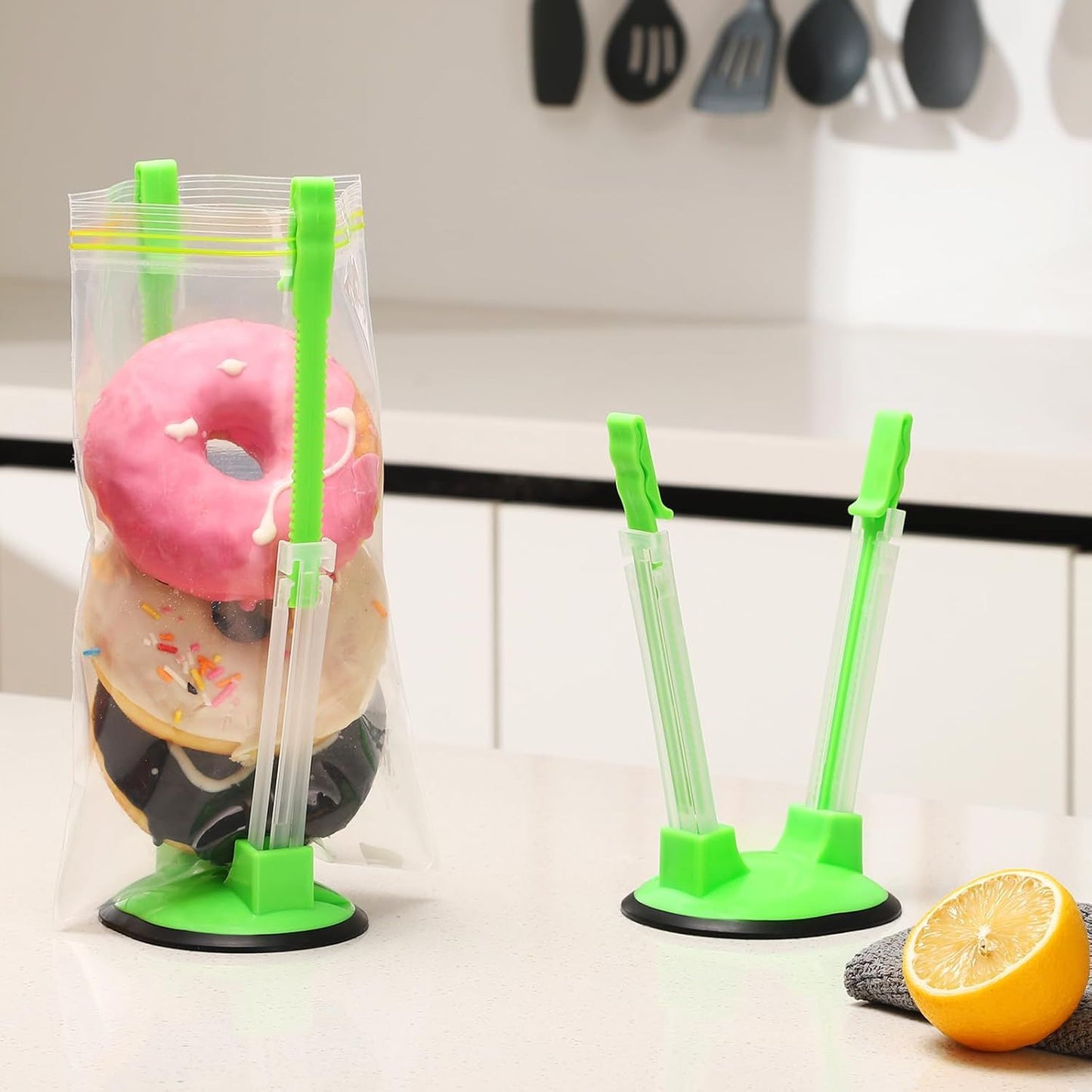 Baggy Rack Holder for Food Meal Prep,Plastic Freezer Bag Holder Stand for Filling, Adjustable Food Storage Bag Holders,Gallon Bag Holder (Pack of 4)