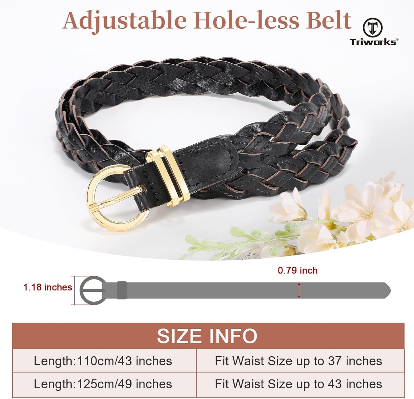 2 Pack Women's Skinny Braided Leather Belts Thin Woven Waist Belts for Jeans Pants Dresses