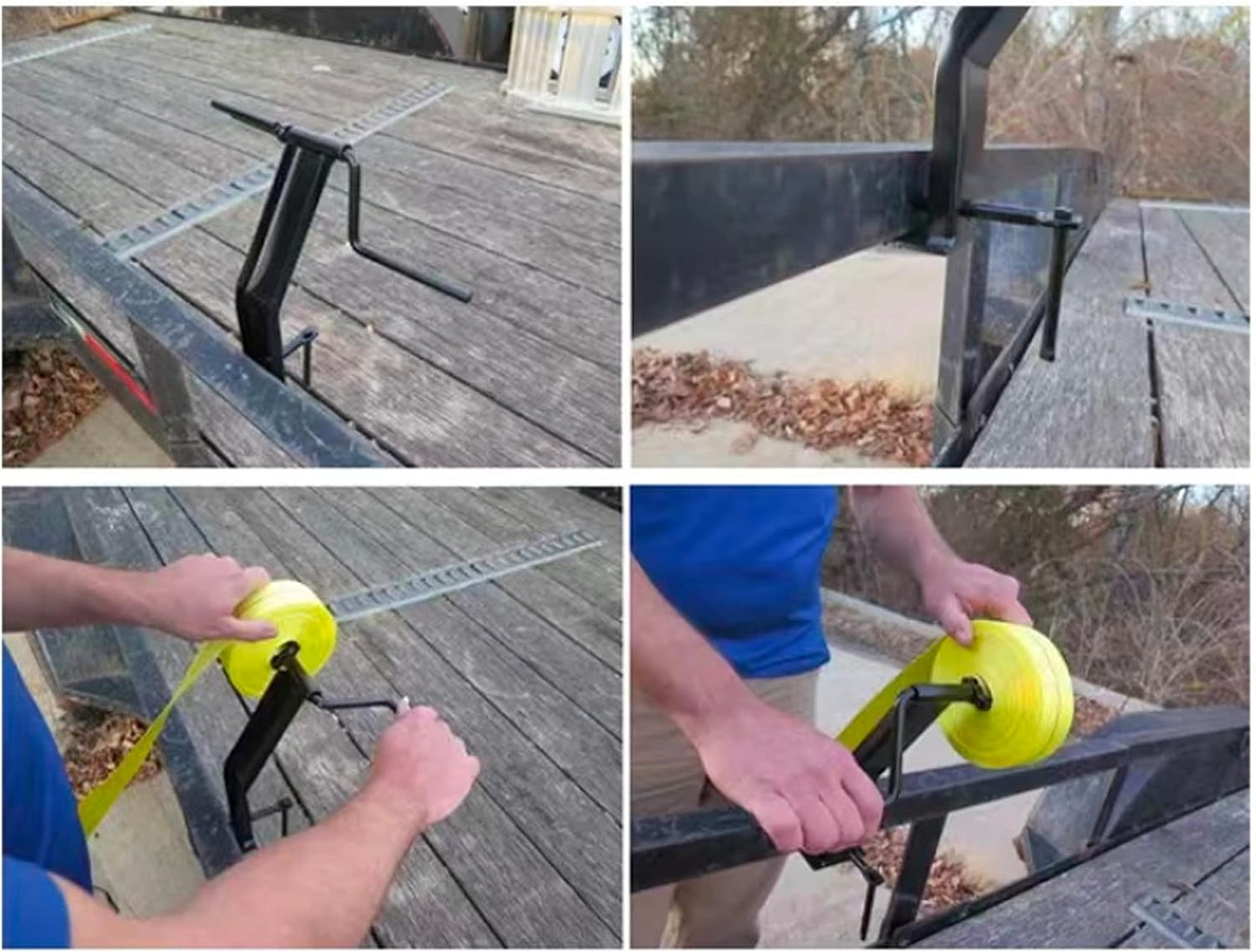 Cargo Tie-Downs Strap Winder, Black Powder Coated Steel, Roll-up Flatbed Trailer Winch Straps up to 4" Wide, ed in Trailers, Trucks, Warehoes, Docks, Vans