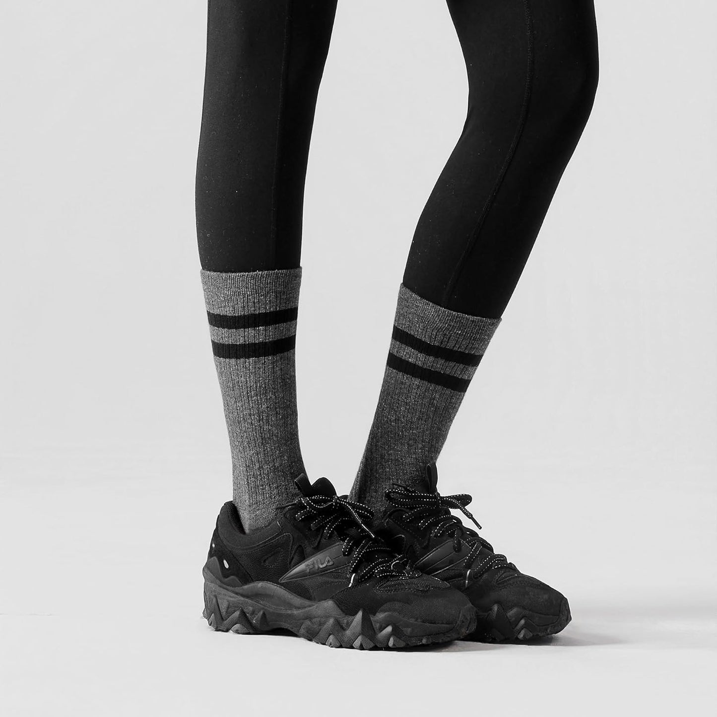 Womens Striped Socks Cotton Athletic Running Chioned Calf Socks Casual School Style 3 Pairs
