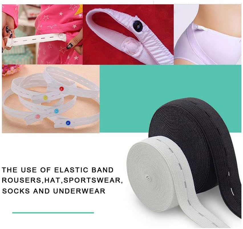 1 Inch by 32 Yard White Buttonhole Elastic Band Heavy Stretch High Elasticity Knit Elastic Band