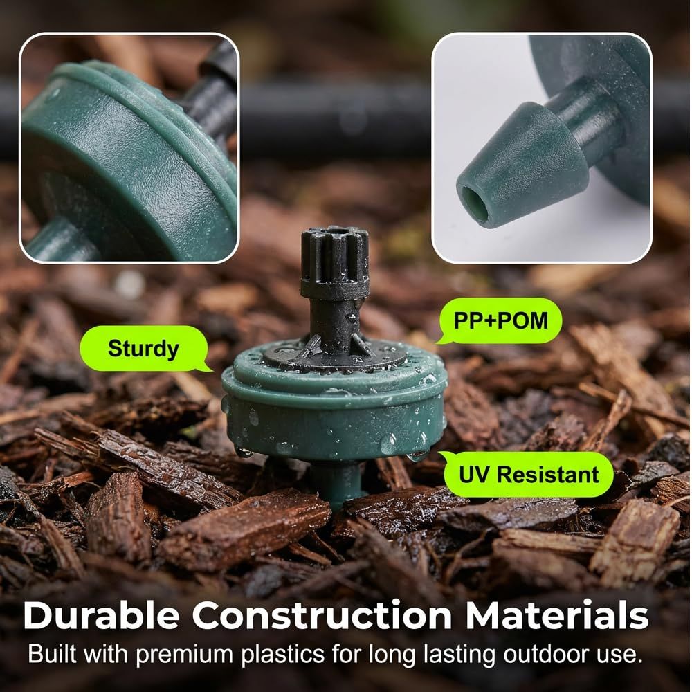 1 GPH Pressure Compensated Drippers Flow for Garden System, 2026 New Self-Cleaning Constant Flow Drippers Drip Irrigation Emitters System for 1/4 Inch Drip Irrigation Tubing (60, 1 GPH)