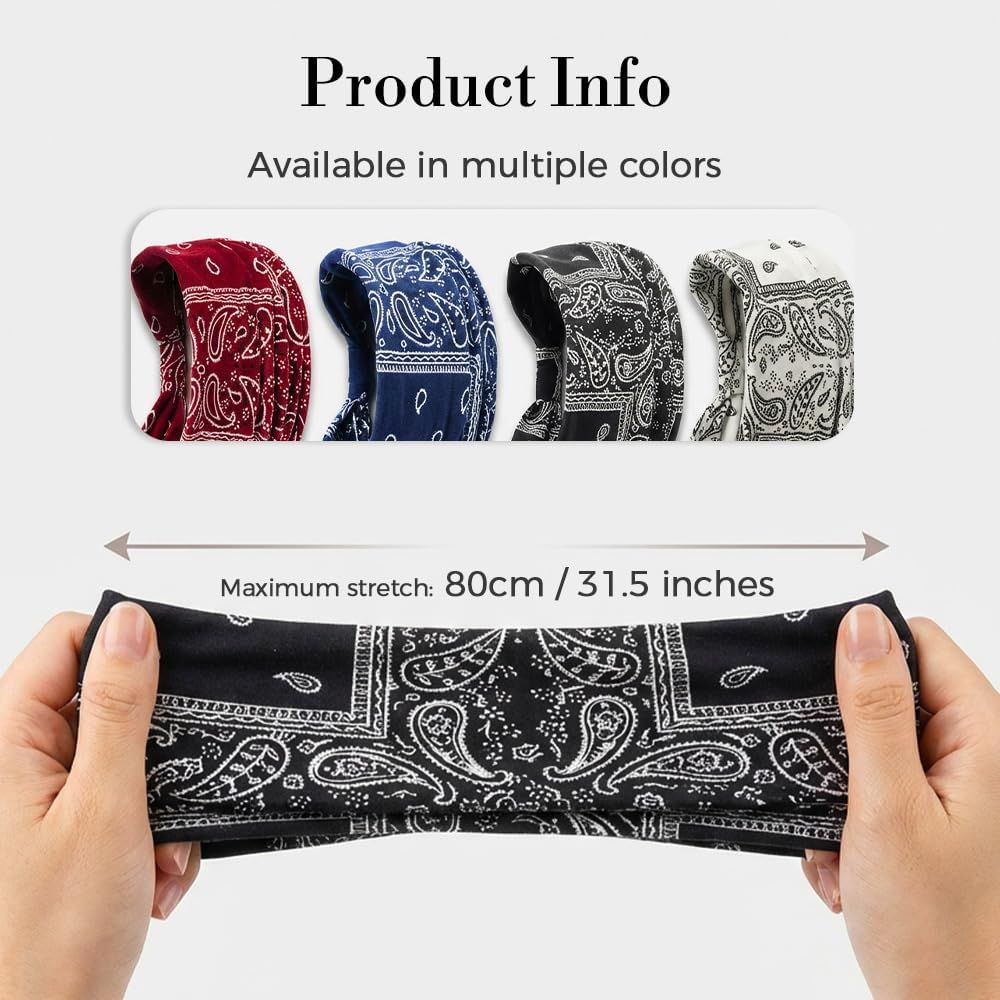 Non Slip Wide Headbands for Women, Yoga Headband, Soft Moisture Wicking Stretchy Fashion Hair Bands for Workout, Boho Accessories for Women