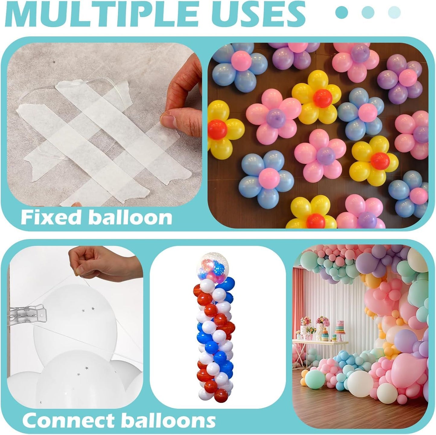 10 Pack Large Balloon Arch Clips 3.5 Inch Heavy Duty Clip and 300 Pcs Clear Rubber Bands for Balloon Arch Frame Garland Wall Birthday Decorations Crafts Woodworking Photography Studios