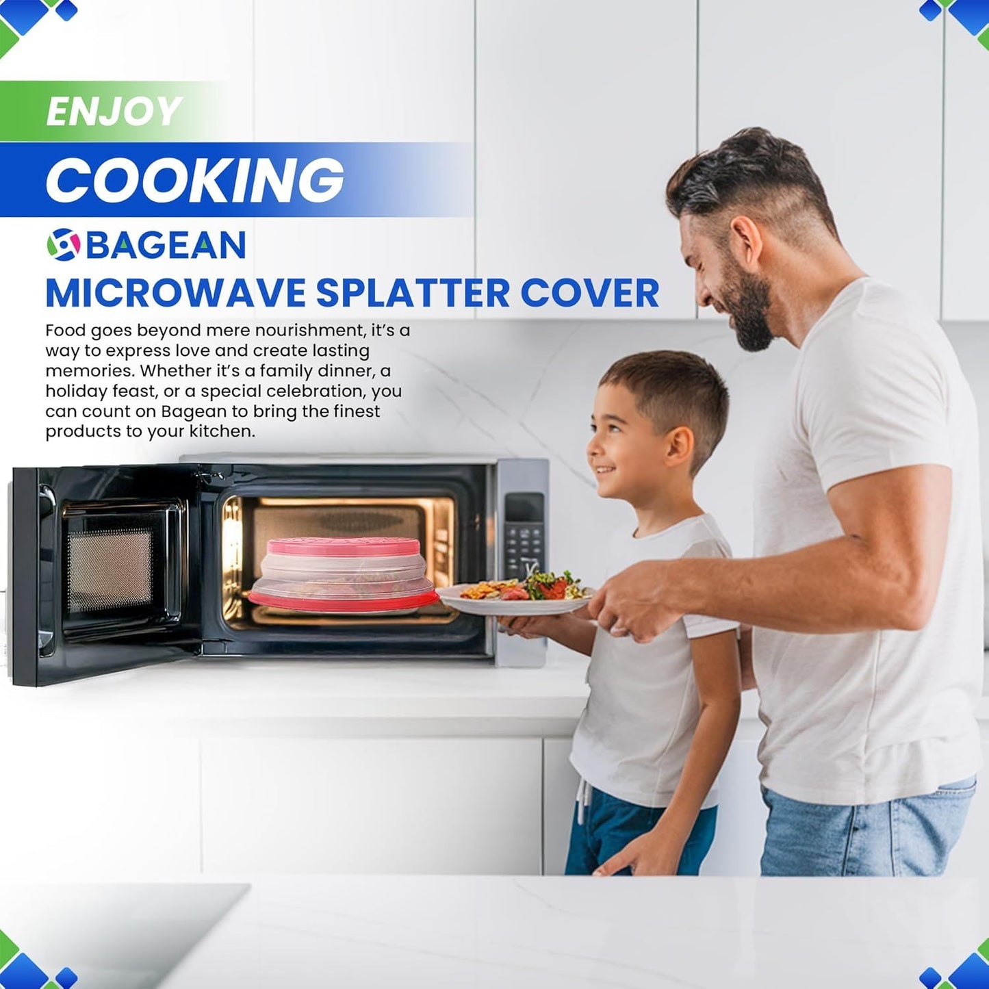 Microwave Splatter Cover 10.5” - Foldable Silicone Microwave Cover for Food Splatter Covers the Dish and Plate - Durable Silicone Microwave Food Cover Lid With Vents for Microwave Splatter Protection