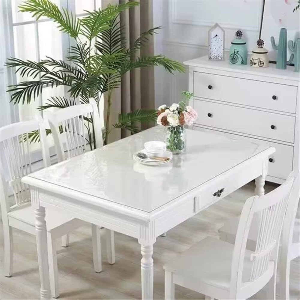 Clear Table Protector 24 x 48 Inch - 2mm Thick Plastic Table Cover, Clear Table Cover Protector Rectangle, Waterproof PVC Desk Mat for Coffee Table, Writing Desk, Dining Room, Dresser