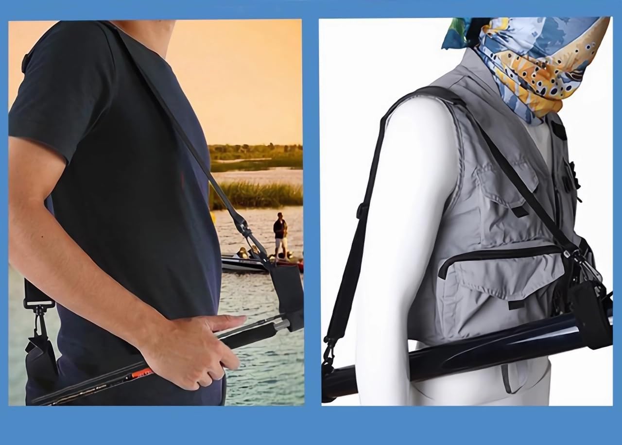 Fishing Rod Carry Strap,Sling Band Adjustable Shoulder Belt Tackle Holder,Nylon (2)