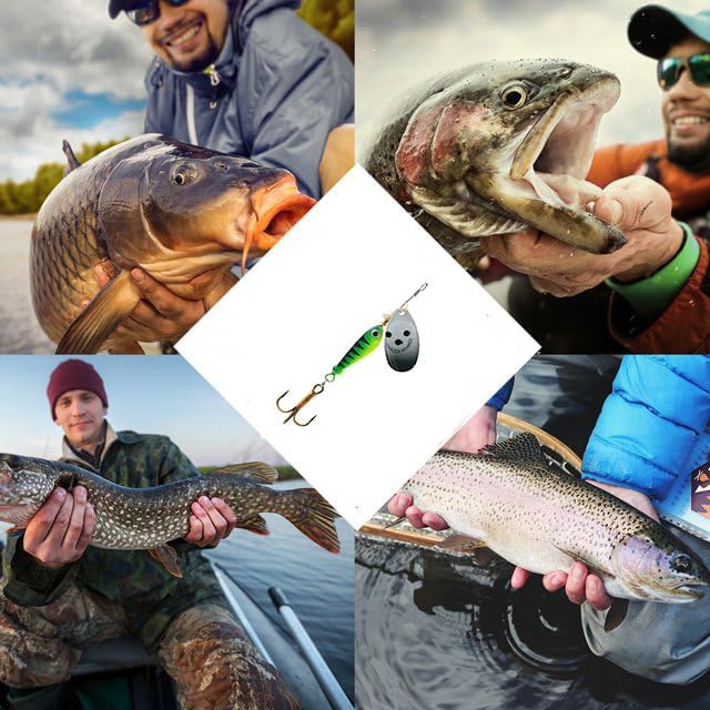 4Pcs Fishing Lure Spinner Baits, Bait Bionic Hard Baits,Metal Rotating Sequin baits for Bass, Trout, Walleye, Northern Pike and Salmon 0.63oz