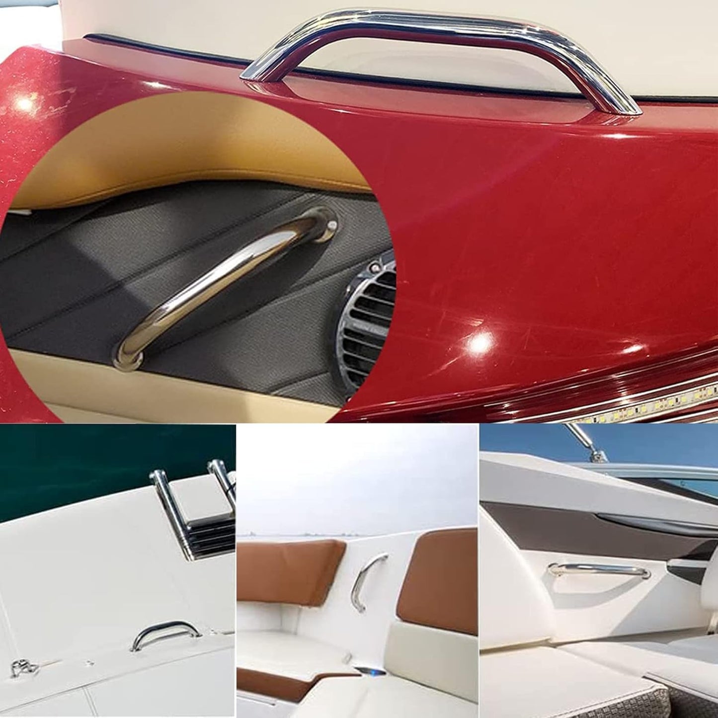 2PCS Boat 316 Stainless Steel 8-3/4'' Polished Grab Handle Oval Tube Bar Handrail for Marine Yacht RV
