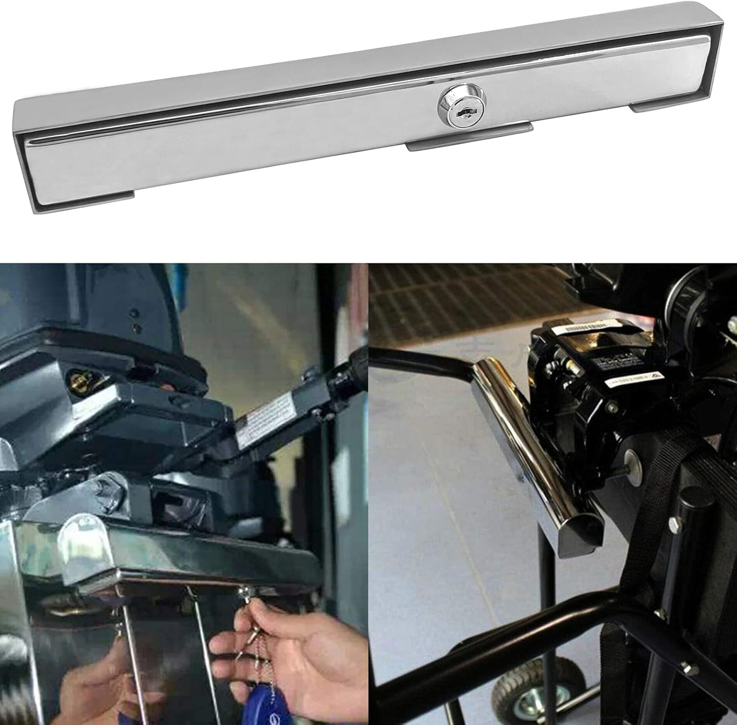 High Security Stainless Steel Boat Marine Outboard Motor Engine Lock 300mm Quick Release/Install Secures with Keys