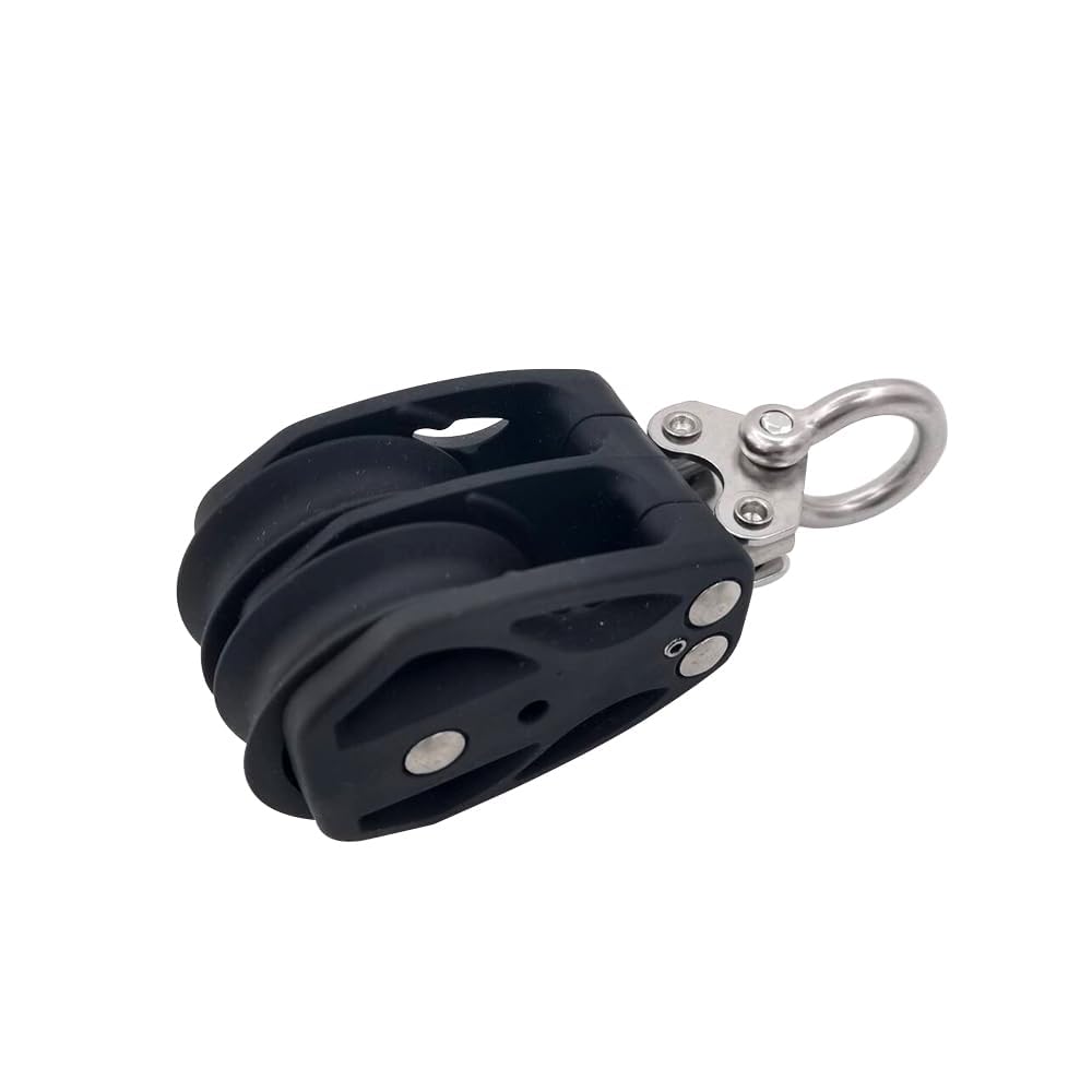 Double Pulley Block Stainless Steel Nylon Marine Rope Runner Kayak Bearing Wire Lifting Swivel Hook