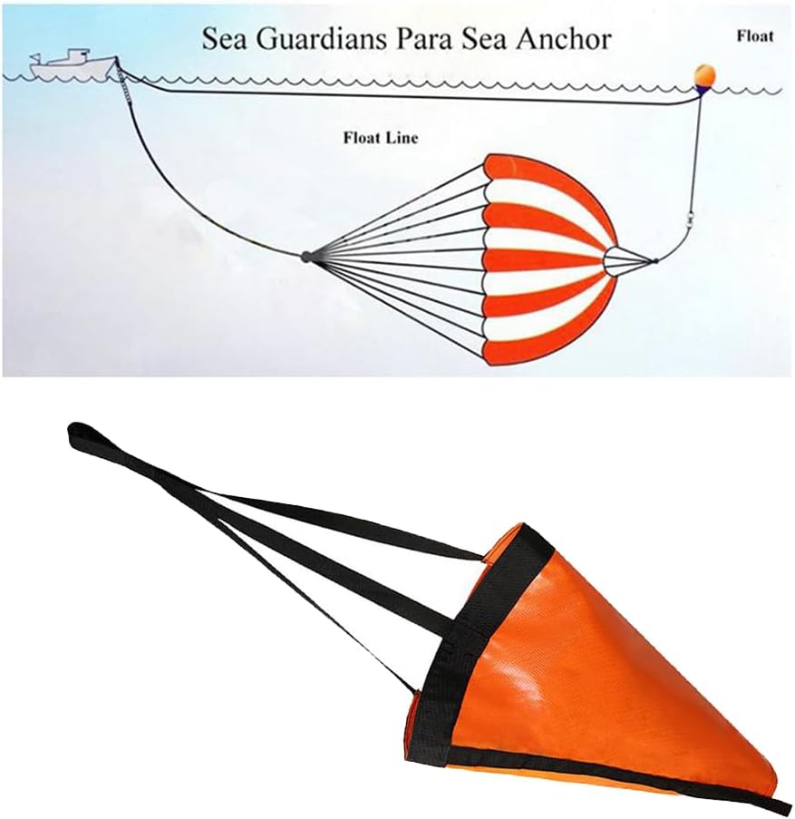 Sea Anchor Drift Sock 18"/32" Parachute Fishing Drogue for Marine Boat 32 in For15-20 ft
