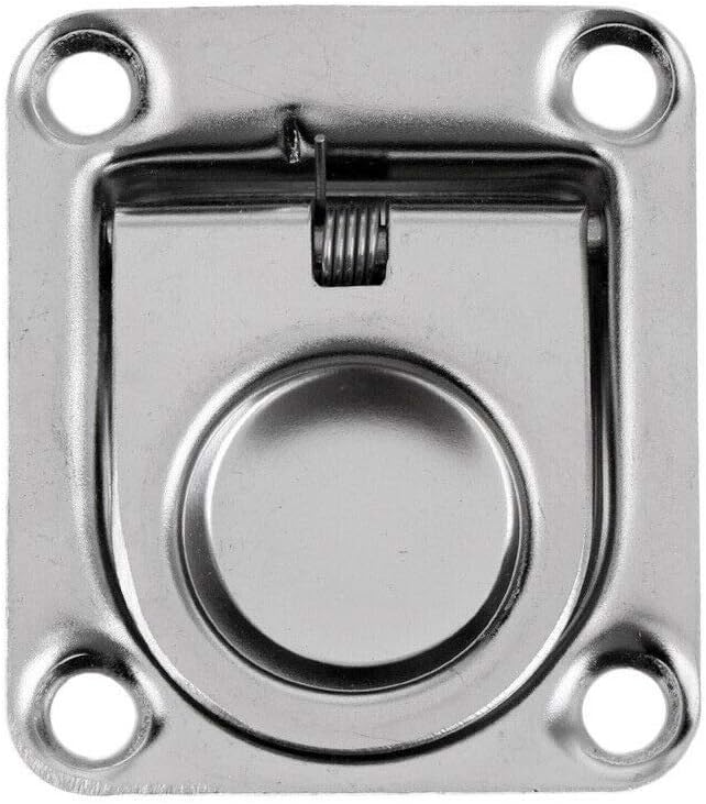 Stainless Steel Rectangular Recessed Hatch Pull Flush Mount Ring Latch Lift Handle Marine Boat (2 PCs) 65x56mm