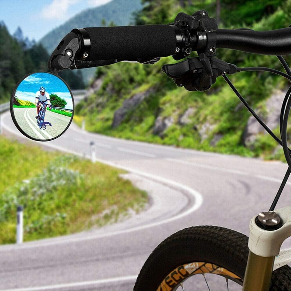 Bike Mirror, Bicycle Riding Rearview Mirror, HD Safety Rear View Mirrors, Convex Mirror with 360 Degrees Rotational Adjustable Handlebar for Mountain Road Bikes