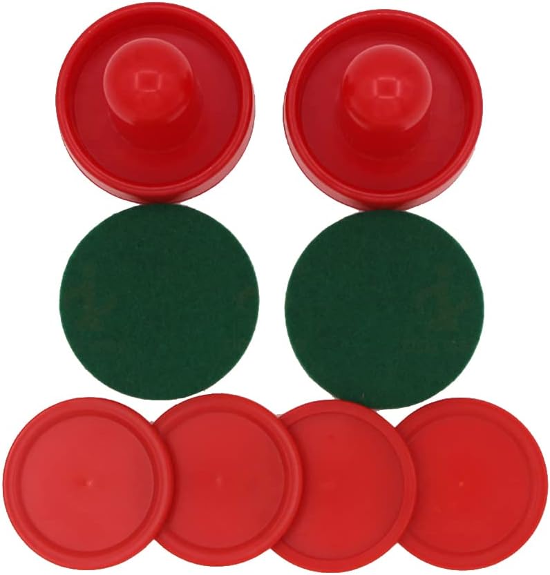 Air Hockey Pushers & Pucks Set, 60mm Mini Goal Handles Paddles Replacement Accessories for Game Tables - Red As Shown