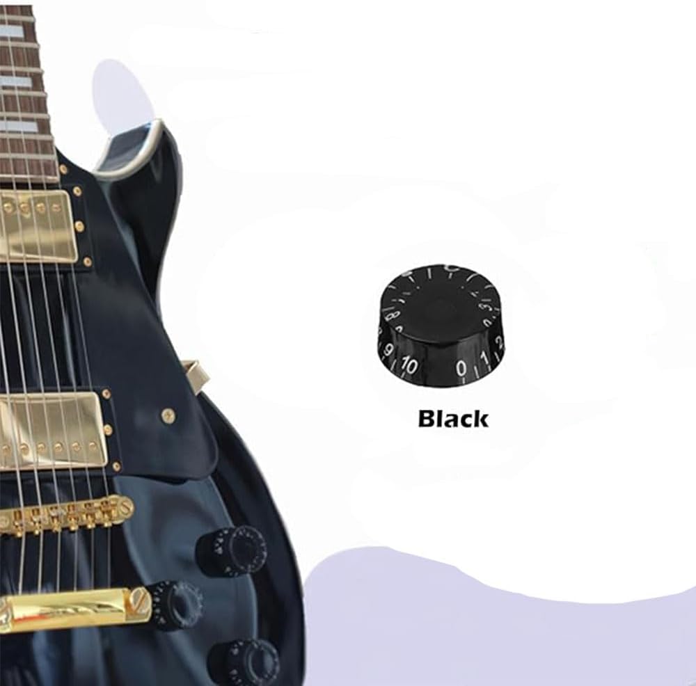 Electric Guitar Volume Knobs, 4-Pack, Acrylic Coarse Spline, Black, Compatible with Epiphone Les Paul SG