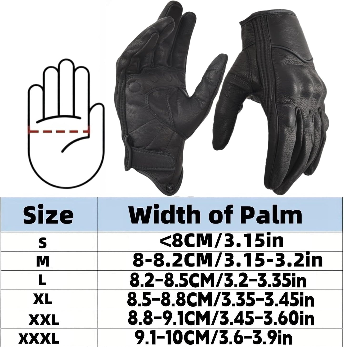 Motorcycle Leather Gloves for Men Touchscreen Motocross Gloves Moto Gloves Dirt Bike Biker Riding Gloves Black