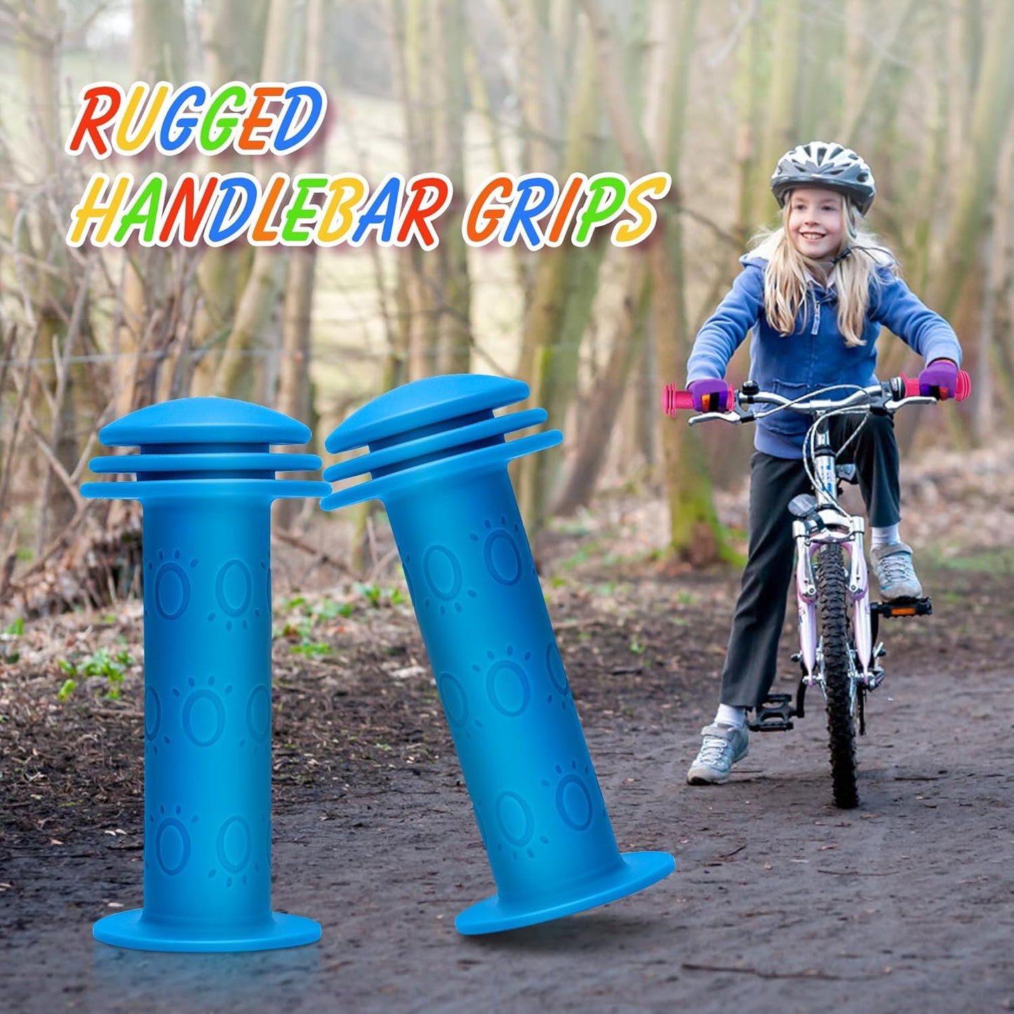 Bike Handle Grips Non Slip Rubber Bicycle Handlebar Grips for Kids Girls Boys Mountain Road Beach Cruiser Scooters Bikes