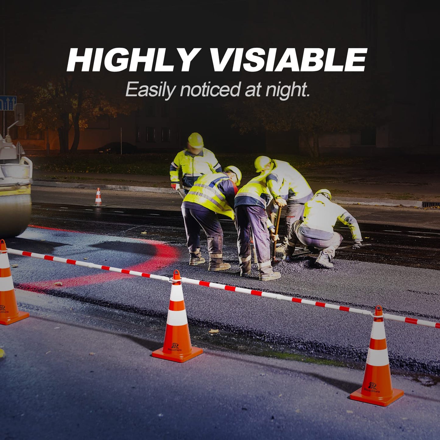 Telescopic pole - 1-pack 4' to 6.9' telescopic cone pole - for parking areas - retractable barrier for roadworks - red and white - cones not included