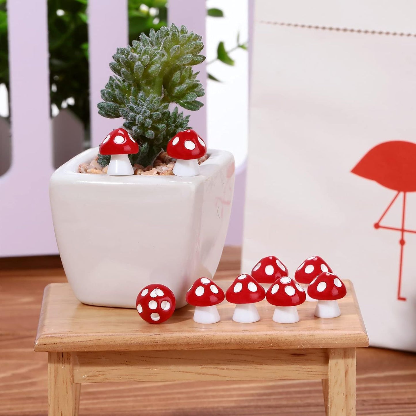 24 Pcs Mini Resin Mushrooms Tiny Mushroom Miniature igurines airy Wild Garden Supplies Small Mushrooms Micro Model Decoration Landscape Crat Accessories or DIY Home Dollhouse Handmade Decor
