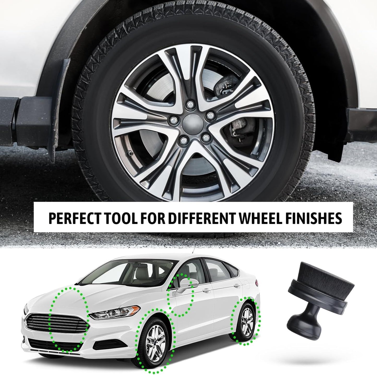 Car Tire Shine Applicator,Vegan Tire Shine Brush with Stand or Auto Detailing Cleaning Service (Black)