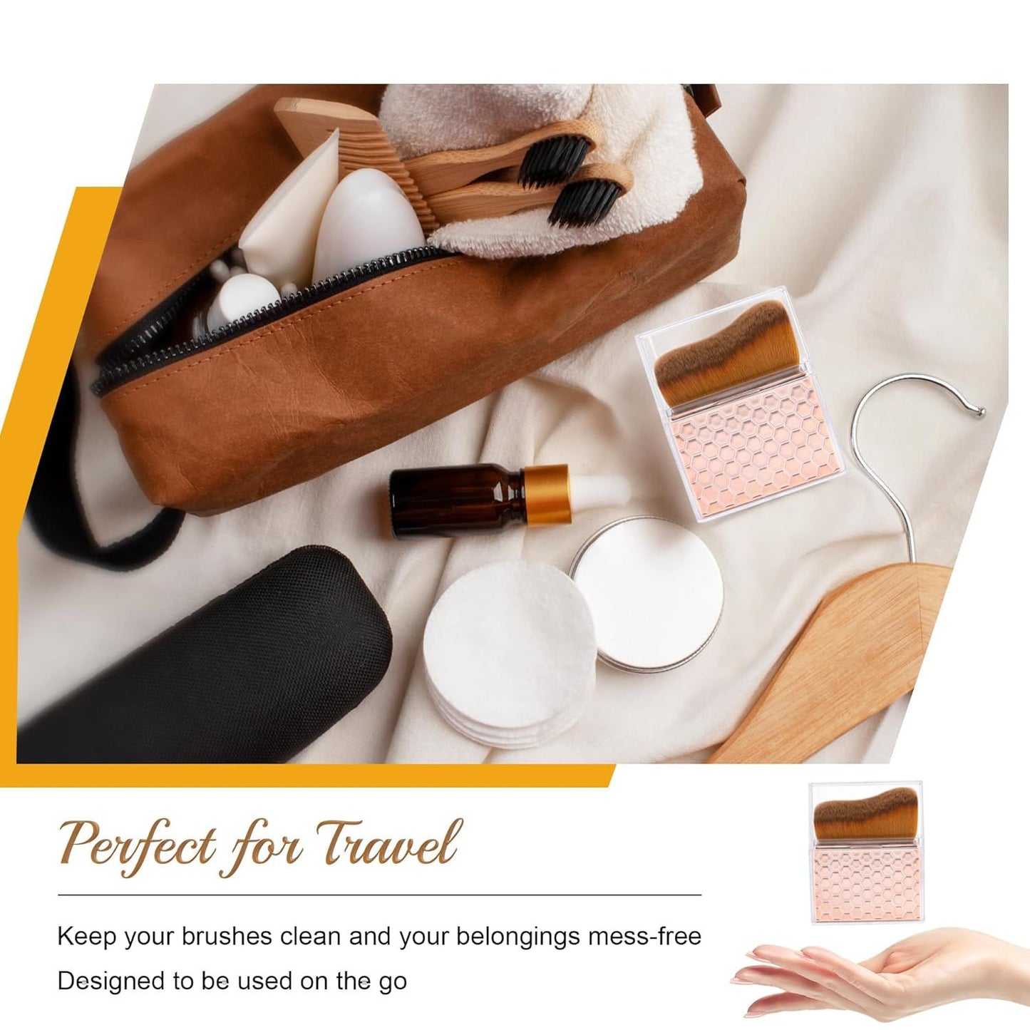 Sunscreen Applicator-Sunblock Brush or ace and Body, Sun Lotion/Cream Sel Tanner,Bronzer Sel Tan Applicator, Kabuki Brush or Application with Retractable Lid Travel SizeοΌRose-Gold)