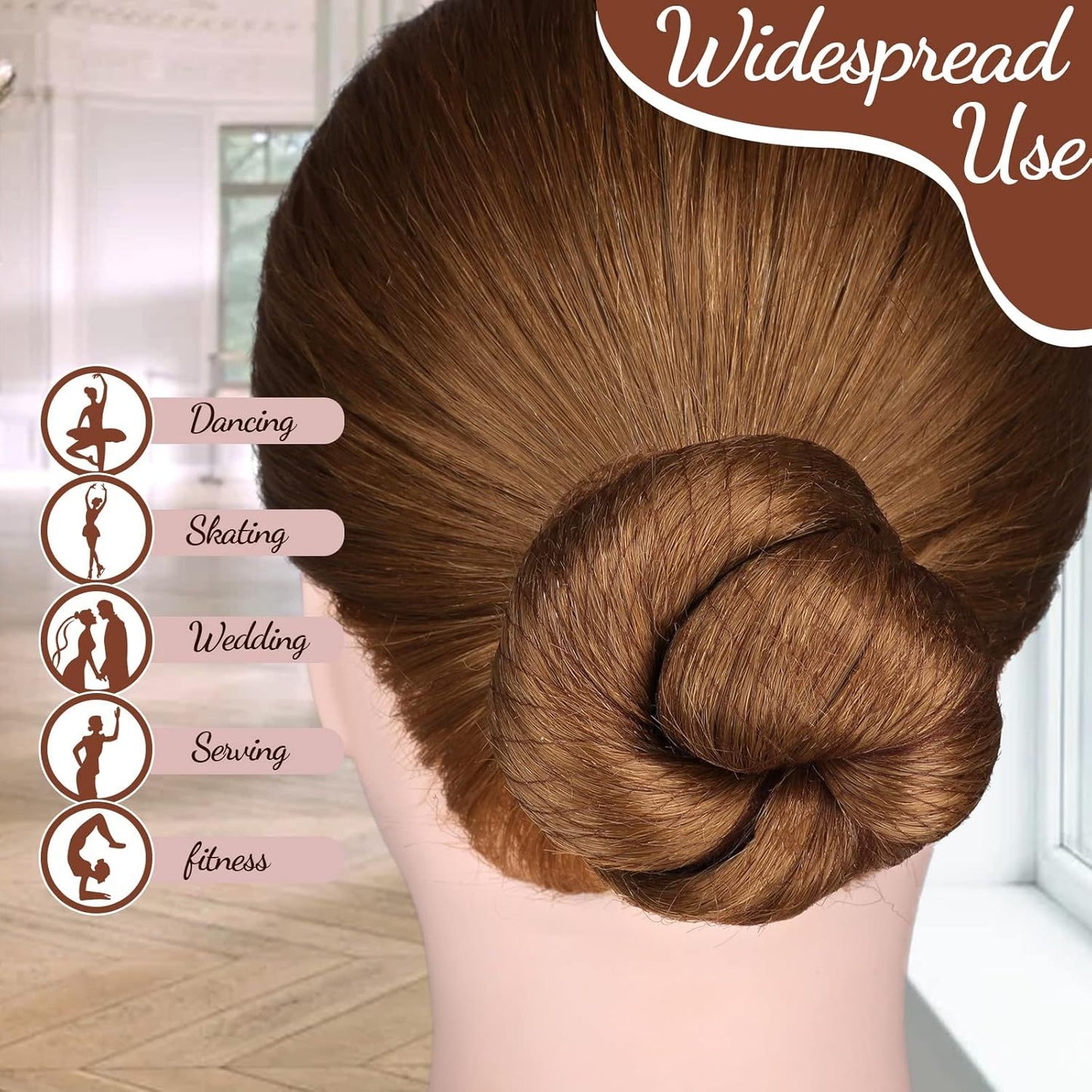 Hair Accessories Set: 20PCS Mesh Hair Nets Invisible and 40PCS U Shaped Hair Pins or Women, Girls, Ballet Bun Maker & Dance (Hair Nets- 20 inch(50cm), Hair Pins- 2.4 inch(6cm)), Brown