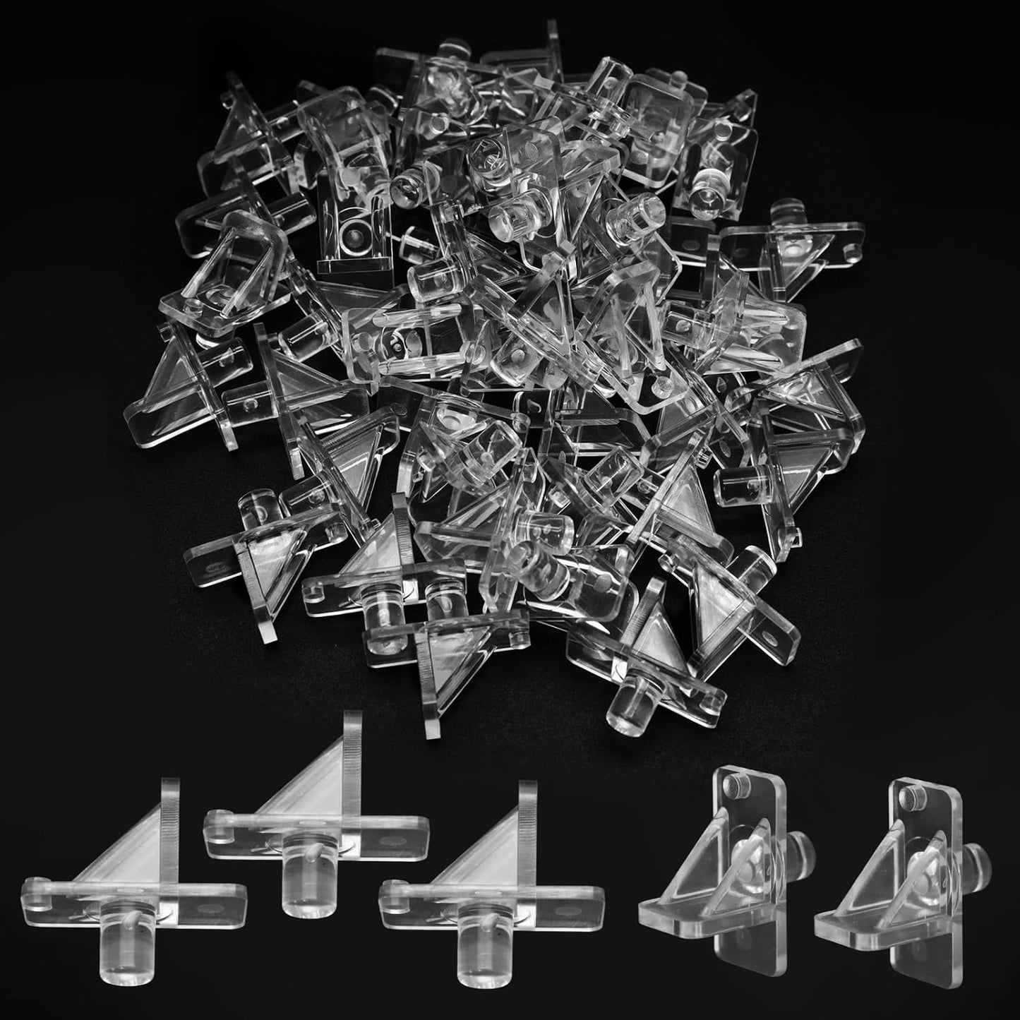 Biaungdo 25 Pcs Shelf Support Pegs, 1/4 Inch Clear Cabinet Shelf Pins Plastic Cabinet Shelf Pegs Clips for Kitchen Furniture Bookcase Closet Cabinets Furniture