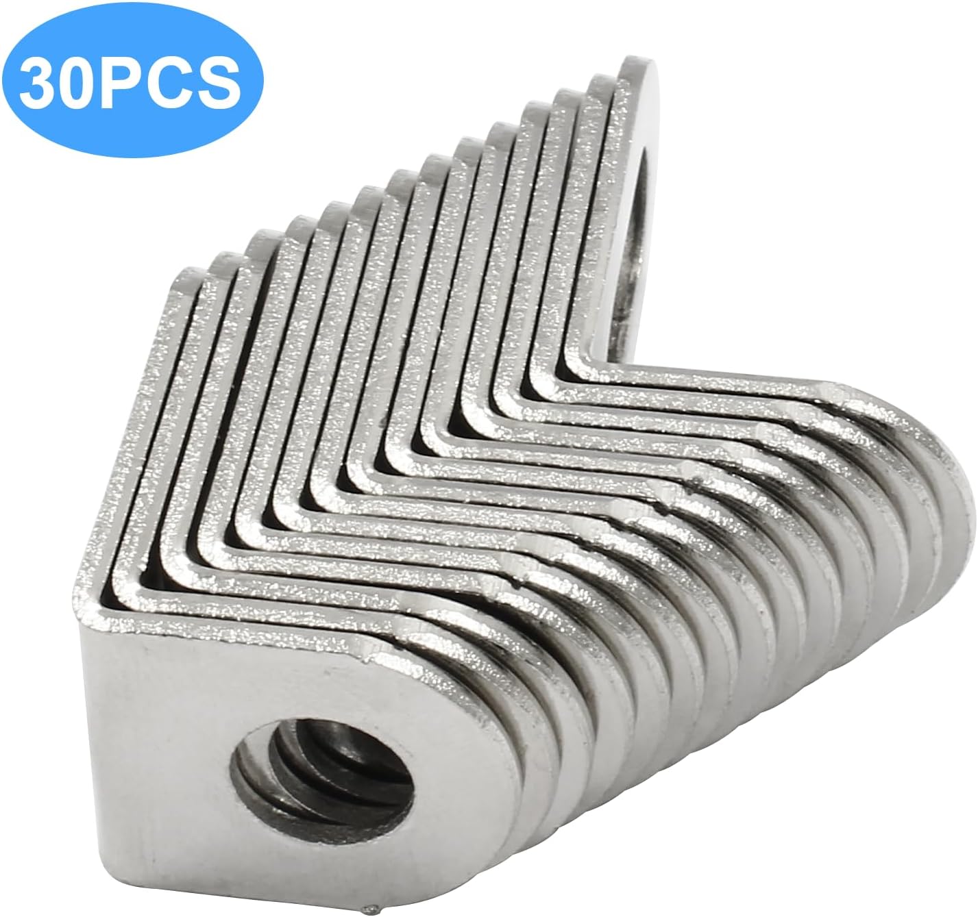 Biaungdo 30 Pcs 18x18x29mm/0.7"x0.7"x1.14" Adjustable Right Angle Brackets L-Shape Corner Brace Support Silver