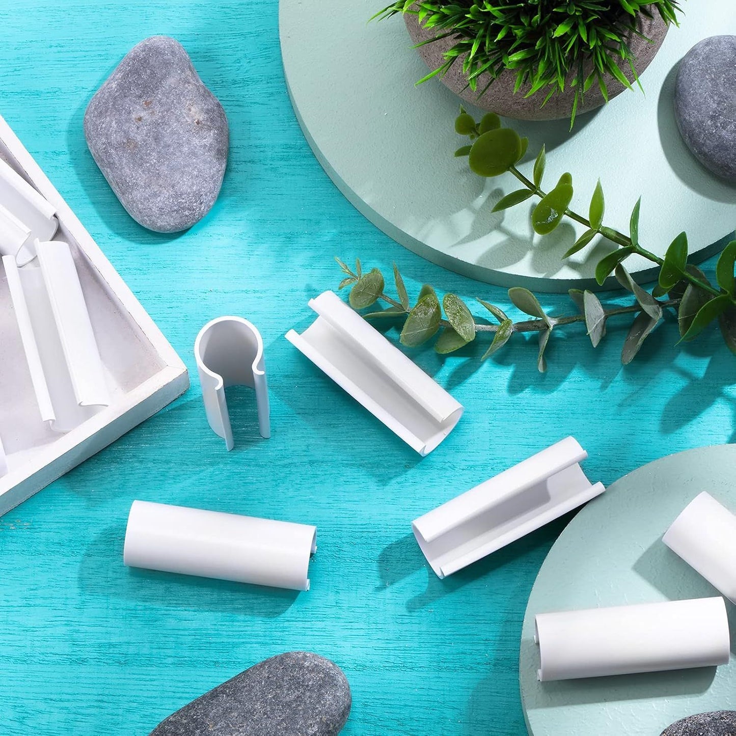 32 Pcs PVC Pipe Clips Pool Cover Clamps or Above Ground Pool Greenhouses, Row Covers, Garden, Shelters, Bird Protection, 2.4 Inch Long(or 1/2 Inch PVC Pipe,White)