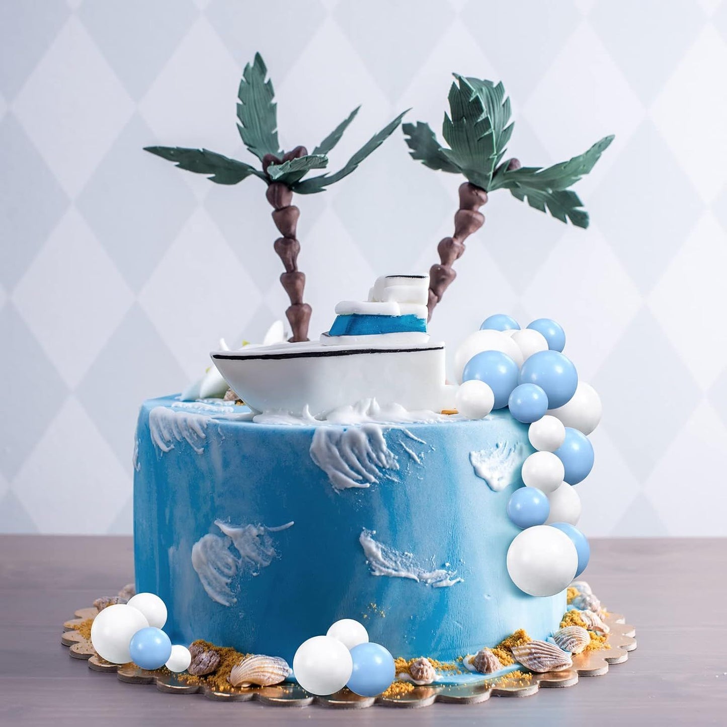 66 Pcs Ball Cake Topper Decorations Mini Balloon Sticks DIY Cake Picks Insert oam Balls or Graduation Wedding Party Birthday Decorating Supplies(Blue, White)