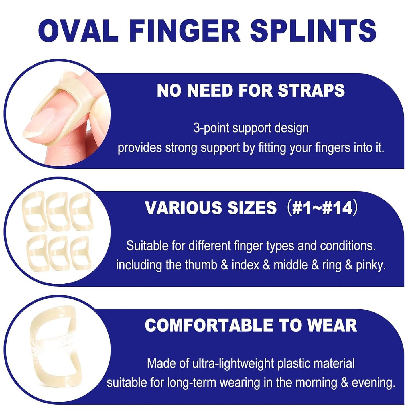 6Pcs Oval inger Splints, Trigger inger Splint or Trigger/Mallet/Arthritis/Straightening, inger Brace Support, Pack o 1 Size (#4)