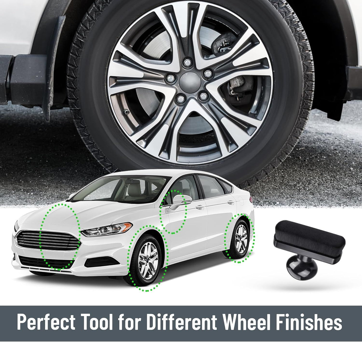 Car Tire Shine Applicator,Large Vegan Tire Shine Brush - Automotive Tire Dressing Applicator Brush with Storage Stand or Tire Detailing & Car Wash Kit, Black, 3.6 Inch Length (Black)