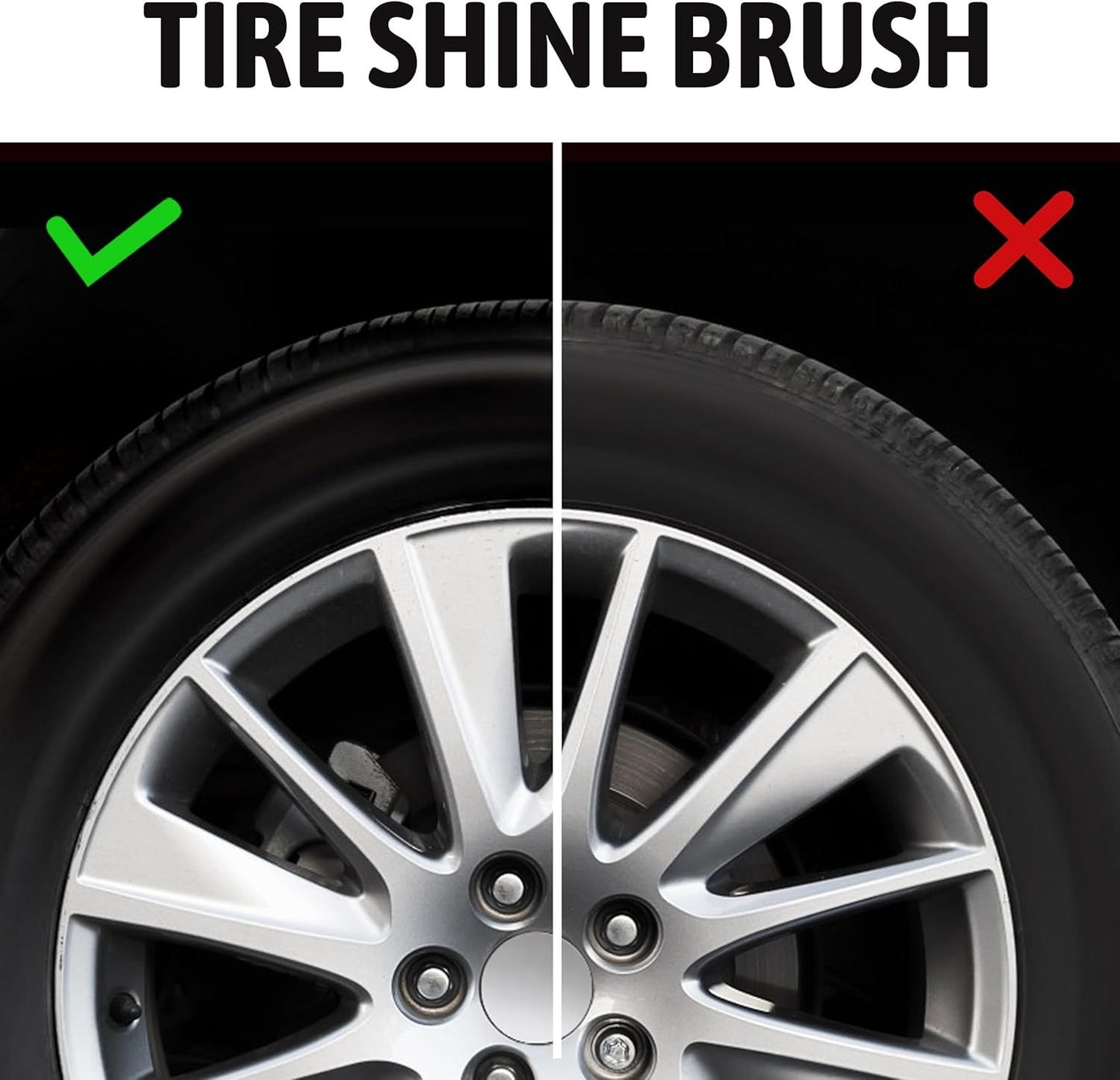 Tire Shine Applicator,Vegan Tire Shine Brush with Stand or Auto Detailing Cleaning Service (Black+Red)