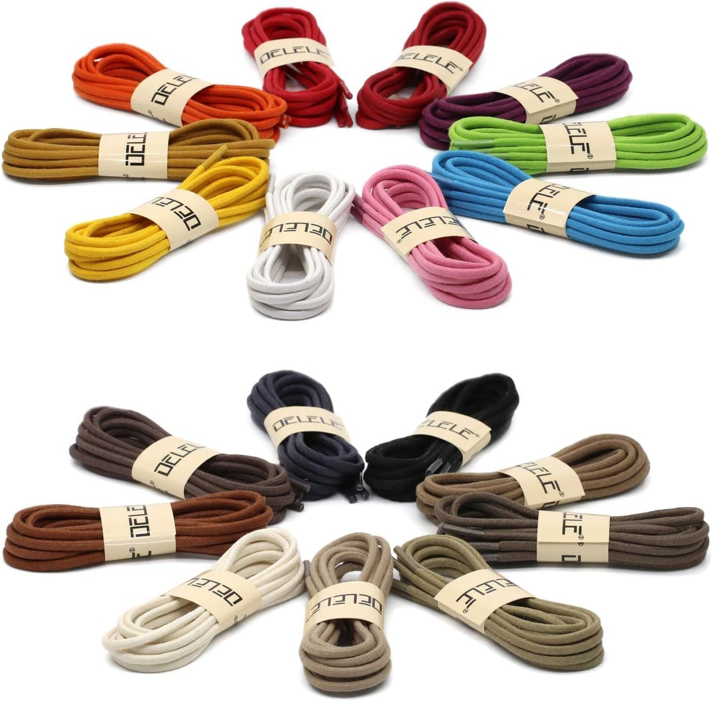 Round Cotton Waxed Shoelaces: 7/50 Inches Dress Shoe Laces or Boot 2 Pair